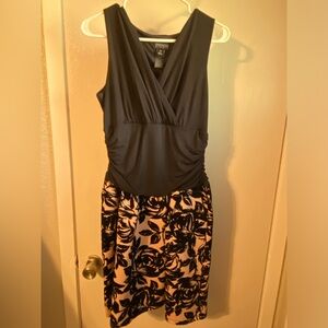 Beautiful sleeveless, black and pale pink, size 14 mini dress